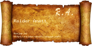 Reider Anett névjegykártya