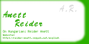 anett reider business card